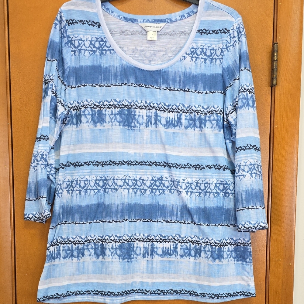 Christopher & Banks Light Blue Striped Blouse